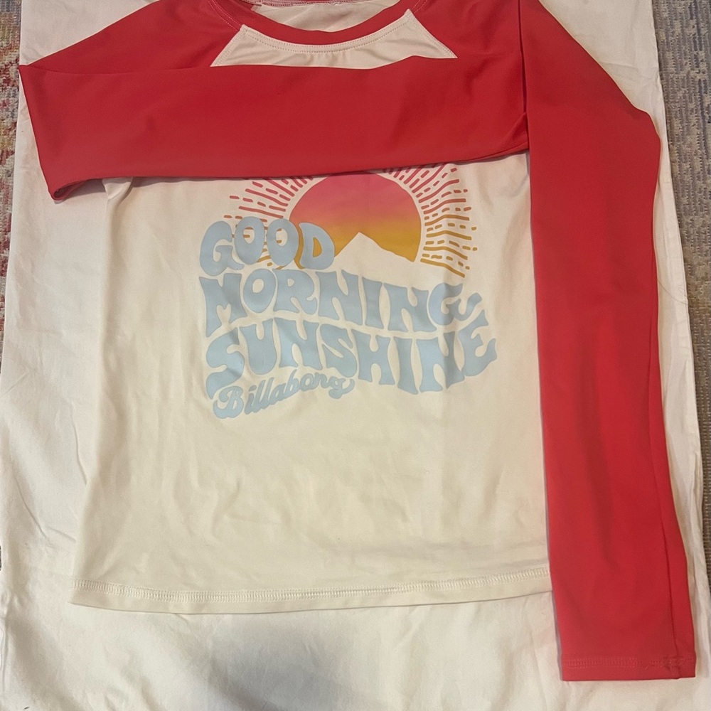 Billabong Kids Red and White Long Sleeve Swim Shirt